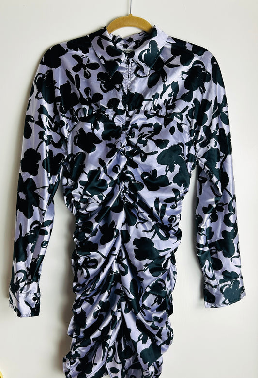 Black & Lilac  ZARA Silky Zip Front Dress