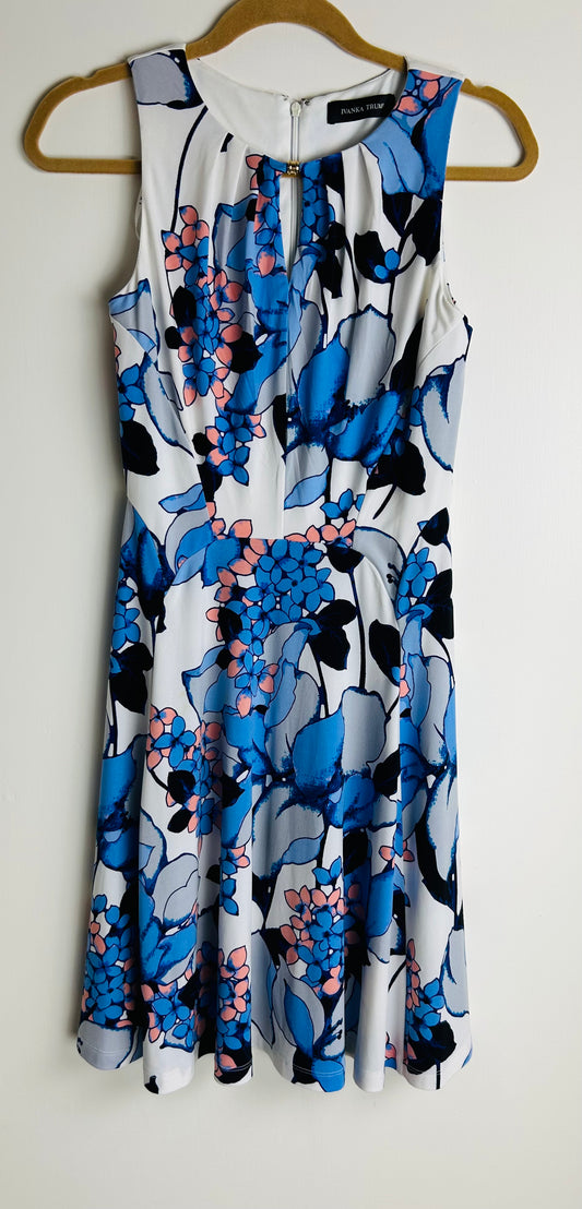 Blue multi coloured IIvanka Trump Sleeveless Dress