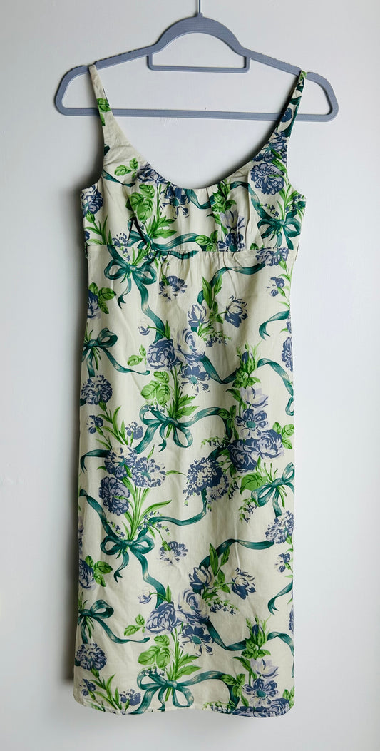 Cream, Green & Lilac Sleeveless Dress