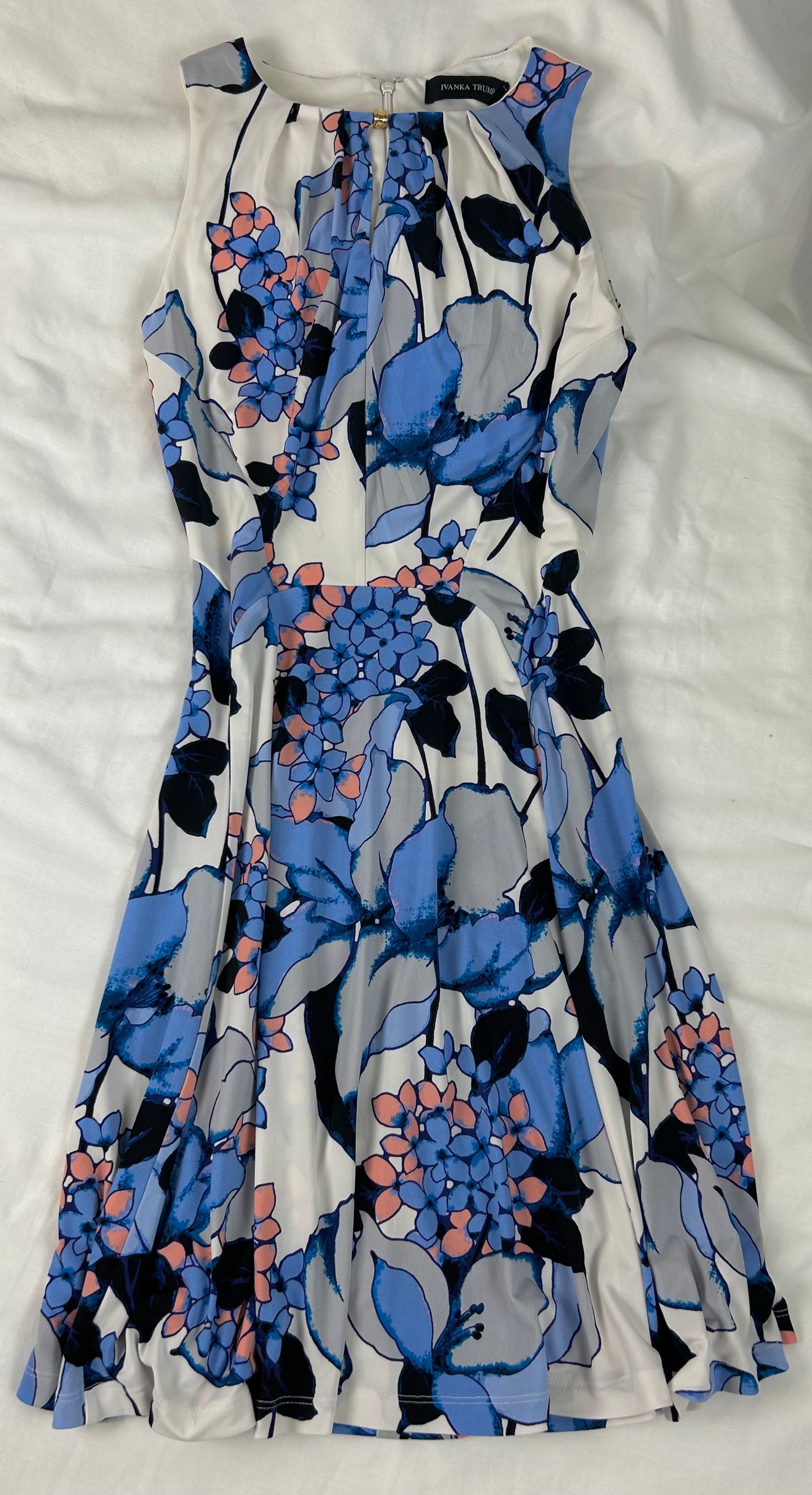 Blue multi coloured IIvanka Trump Sleeveless Dress