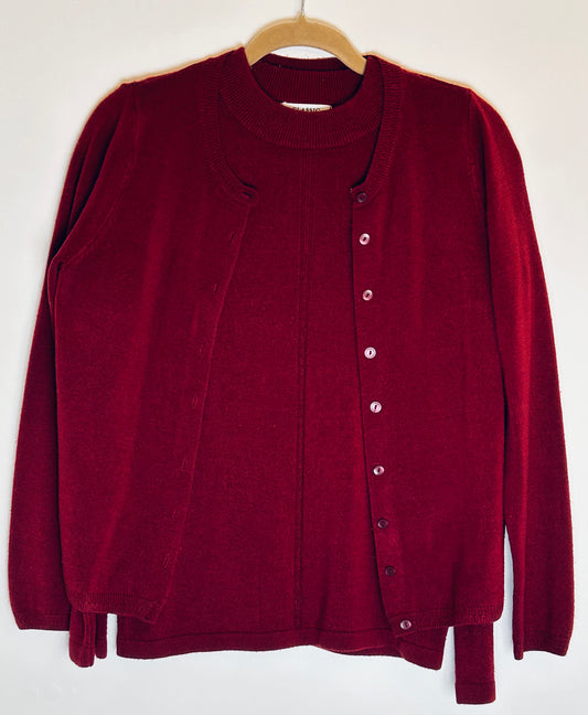Burgundy M&S Classic Cardigan & Sweater/Twin Set