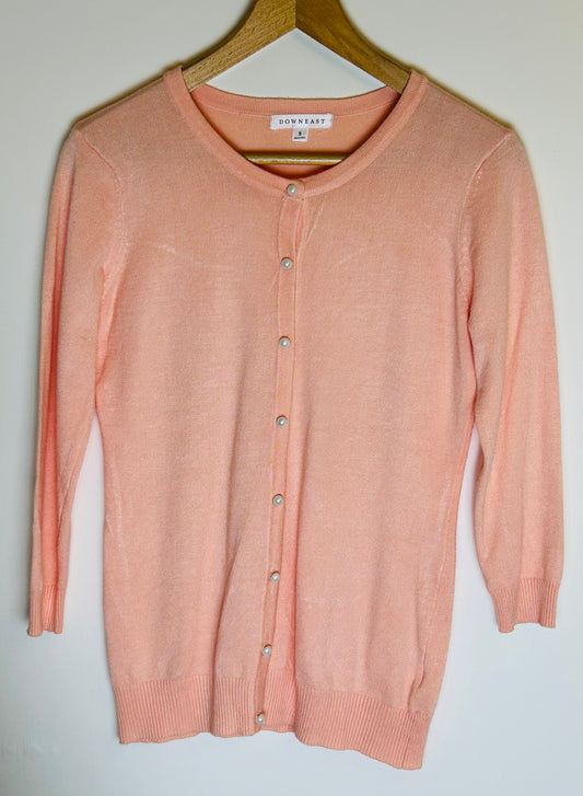 Peach Downeast Short Sleeve Cardigan