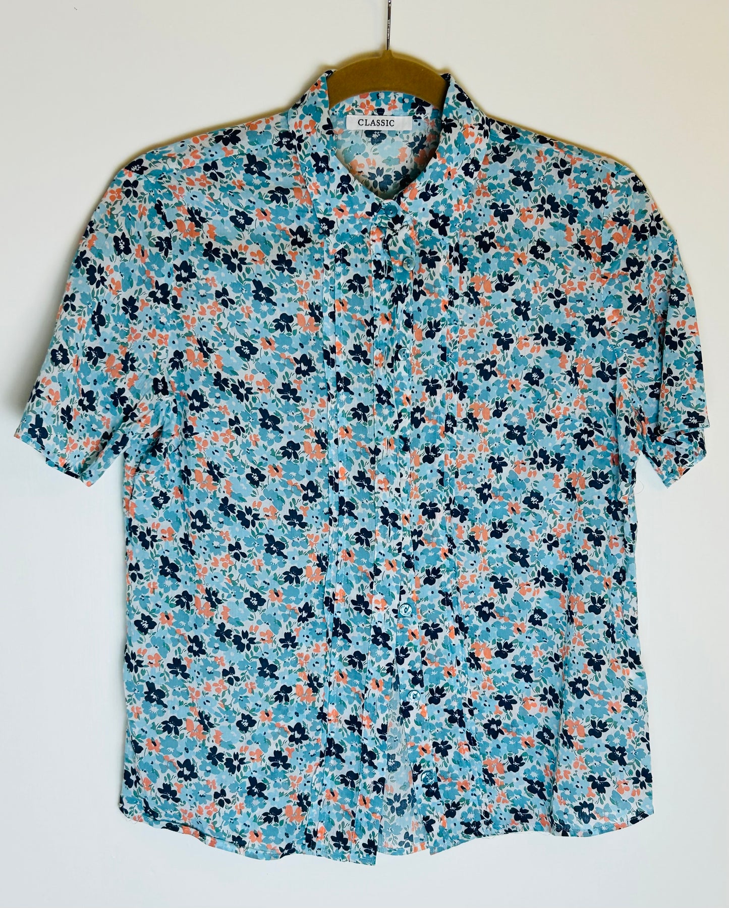 Blue & Floral Patterned Blouse