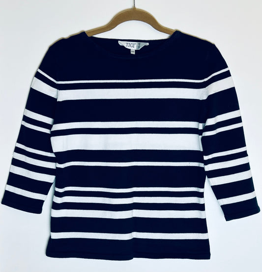 Breton Style Navy & White Sweater