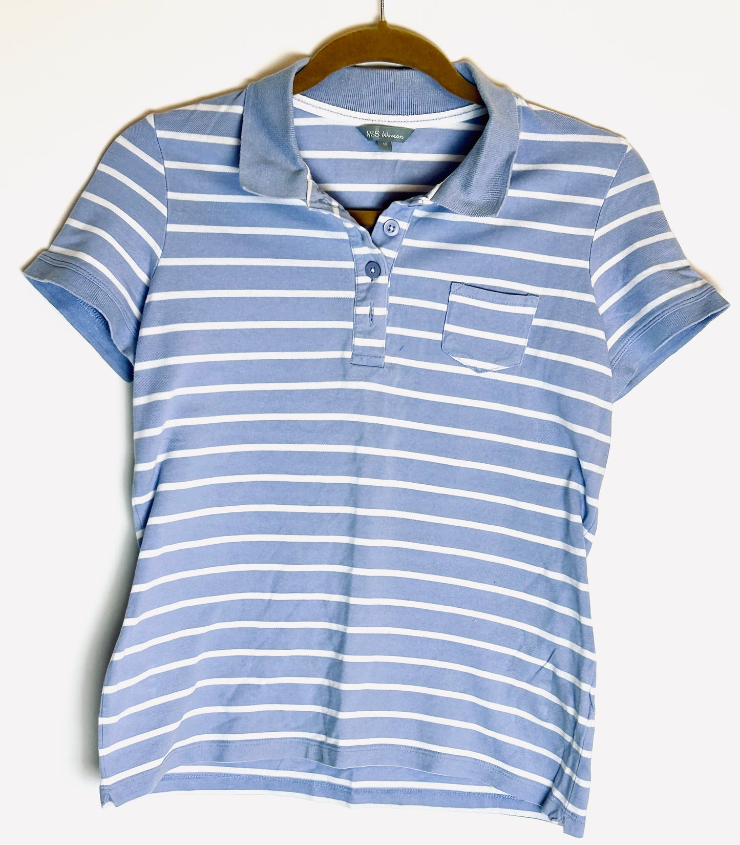 Blue Striped M&S Polo Shirt