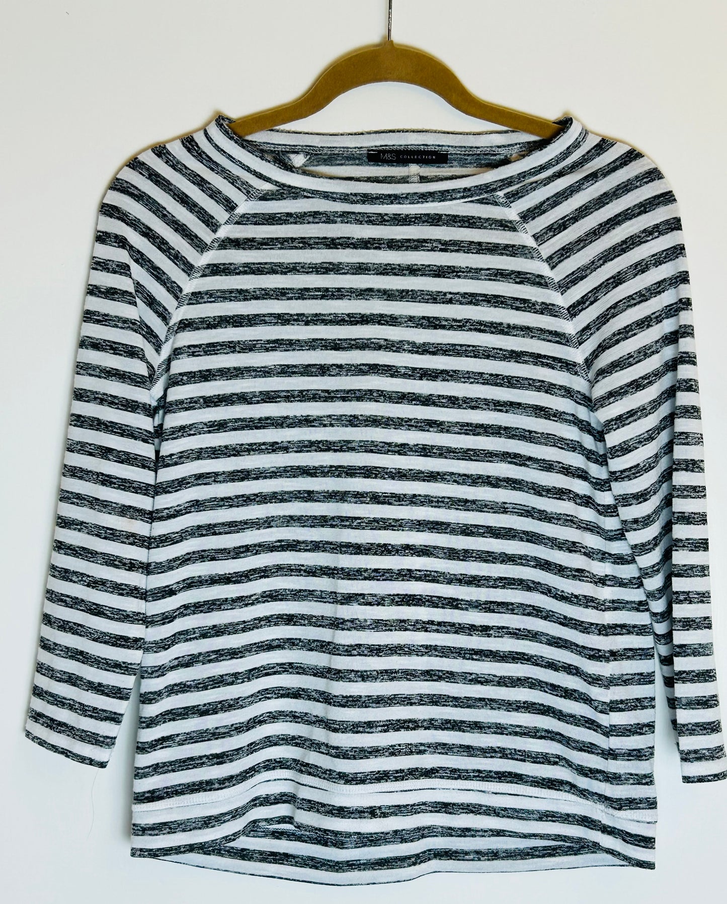 Grey and White M&S Collection Slash Neck T Shirt