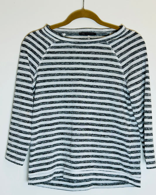 Grey and White M&S Collection Slash Neck T Shirt