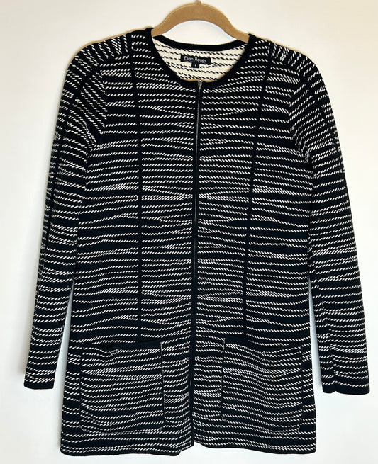 Black with white Ellen Rayes Heavy Knitwear Cardigan/Jacket