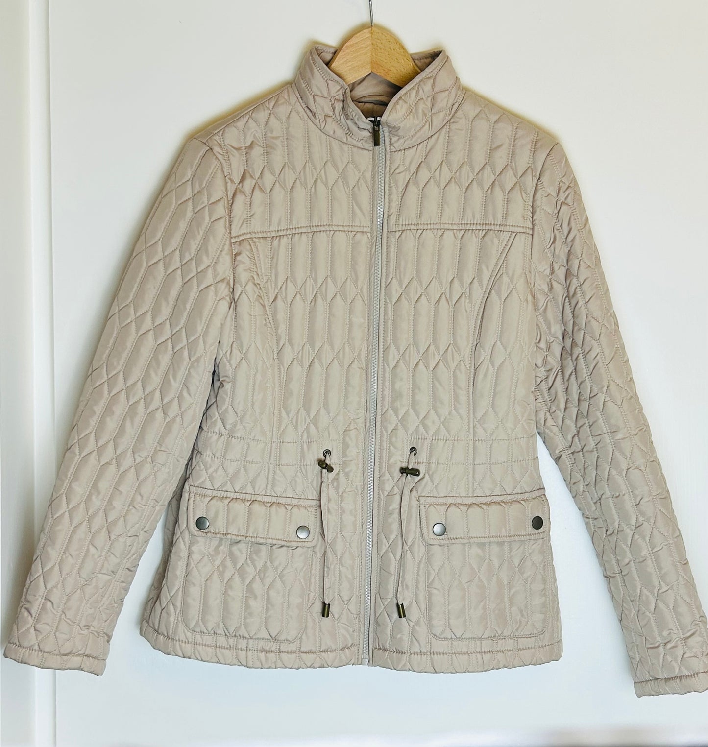 Beige Lightly Padded zip up Jacket