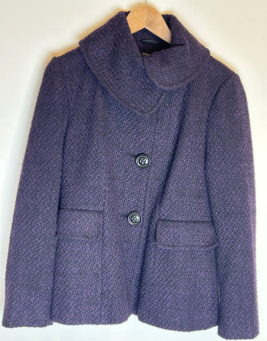 Purple Boucle Button Front Jacket