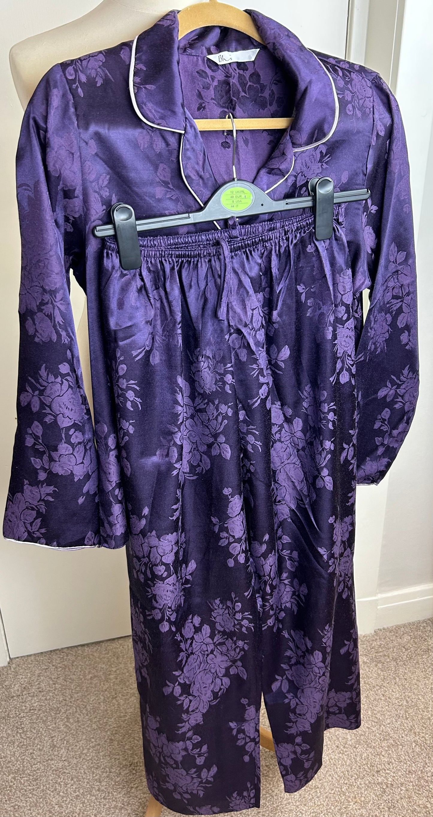 Purple Pyjamas / Nightwear with lilac piping trim