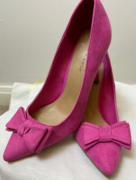 Hot Pink stiletto with front bow Shoe
