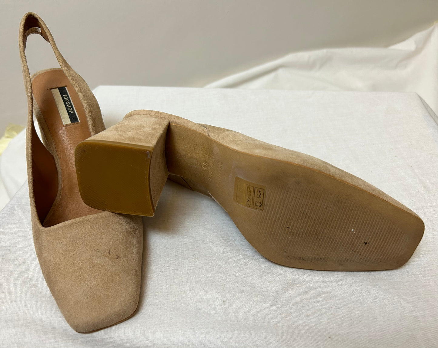 Beige Top Shop Sling Back Shoes