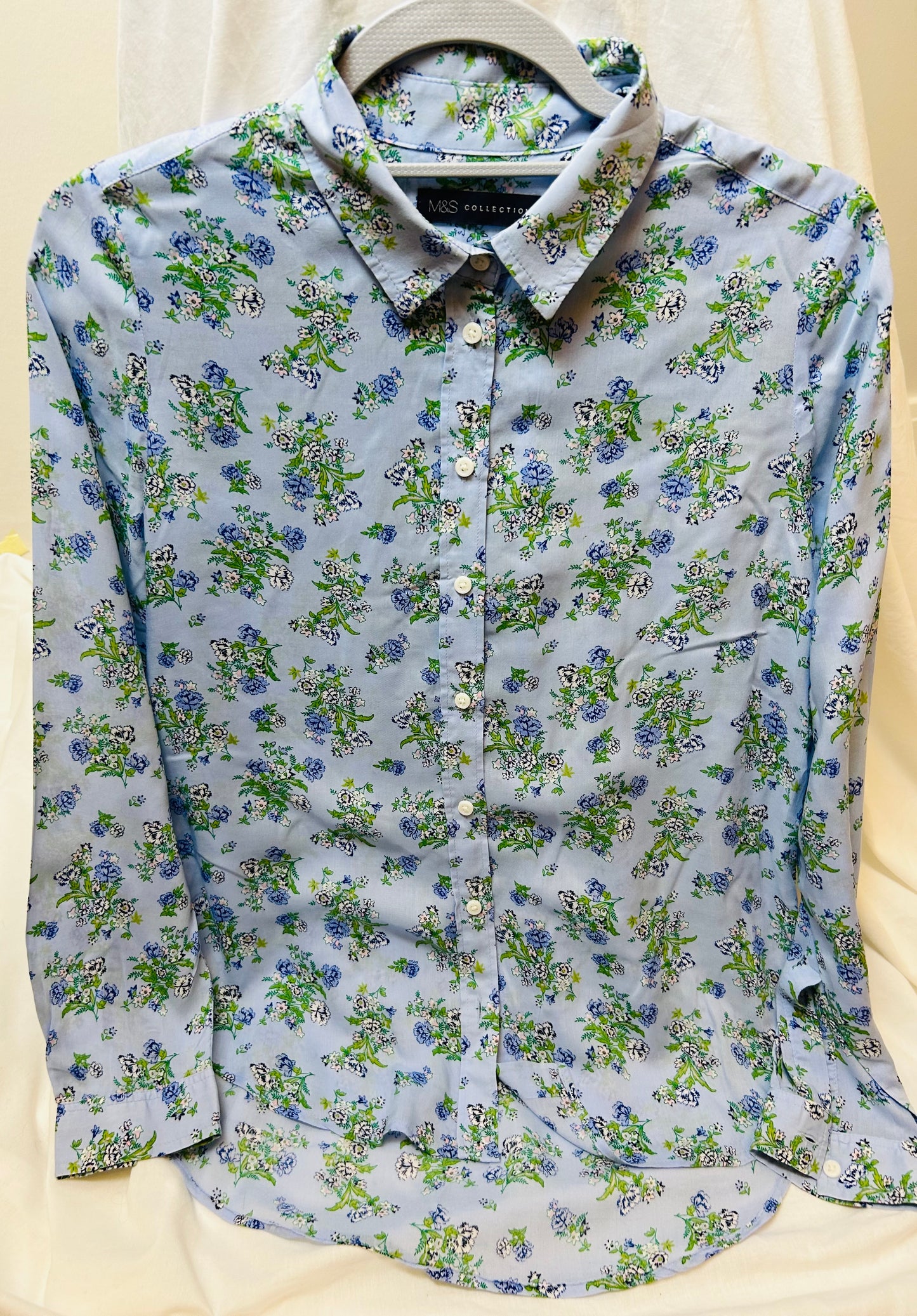 Blue Floral Print M&S Collection Blouse