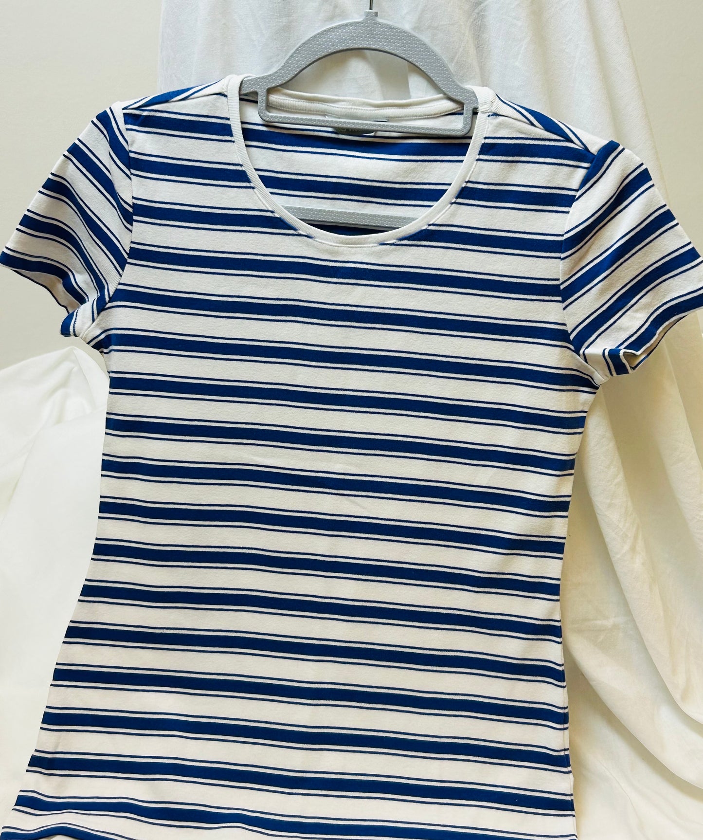 Blue & White M&S Short sleeve striped t shirt