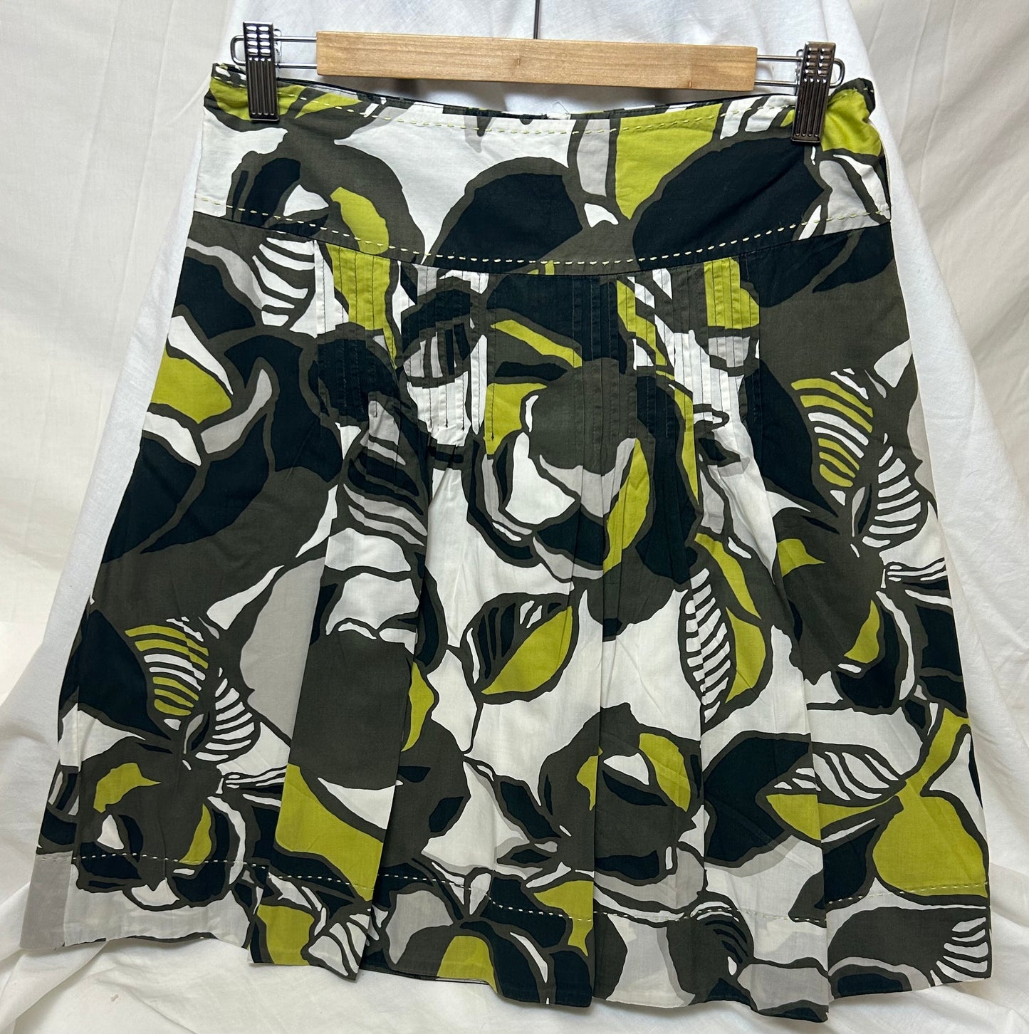 Green Floral Pattern M&S Cotton Skirt