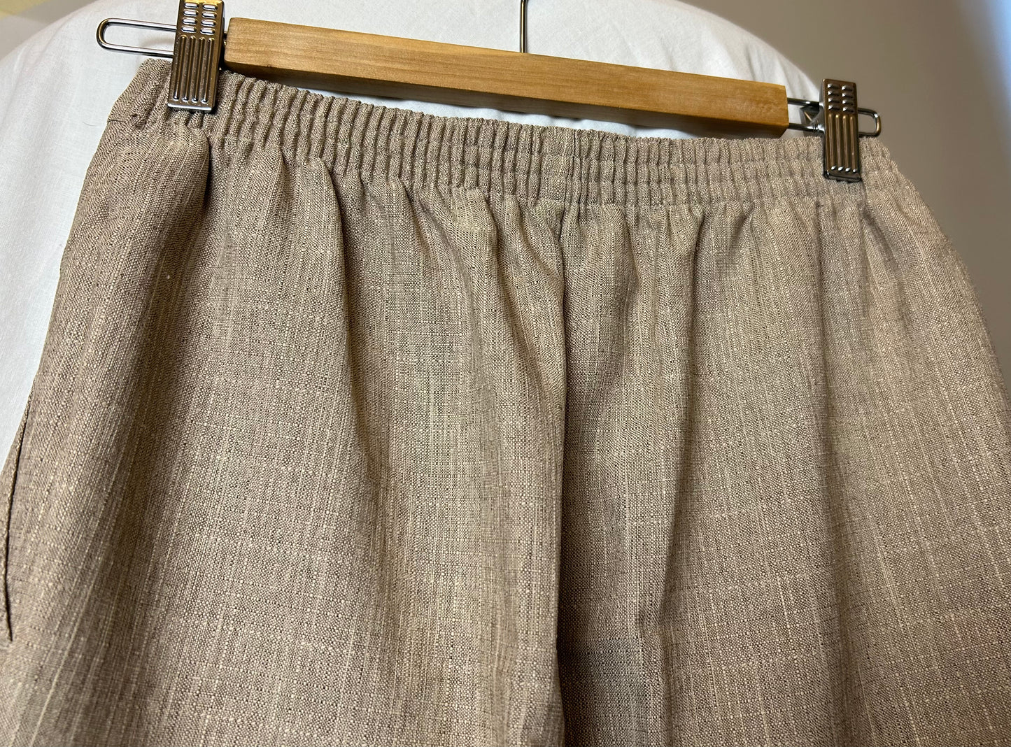 Beige Check M&S Trouser with detail on waist