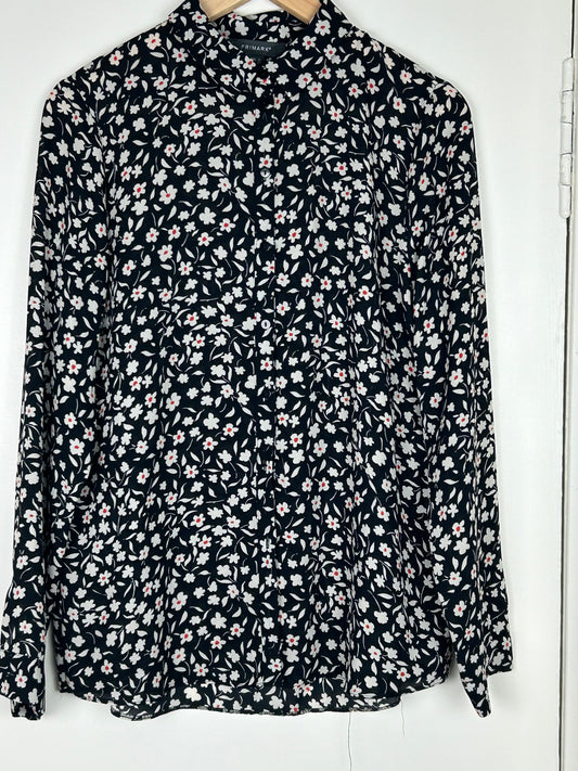 Black and White Floral Blouse