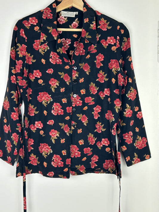 Black and Red Floral BHS Blouse