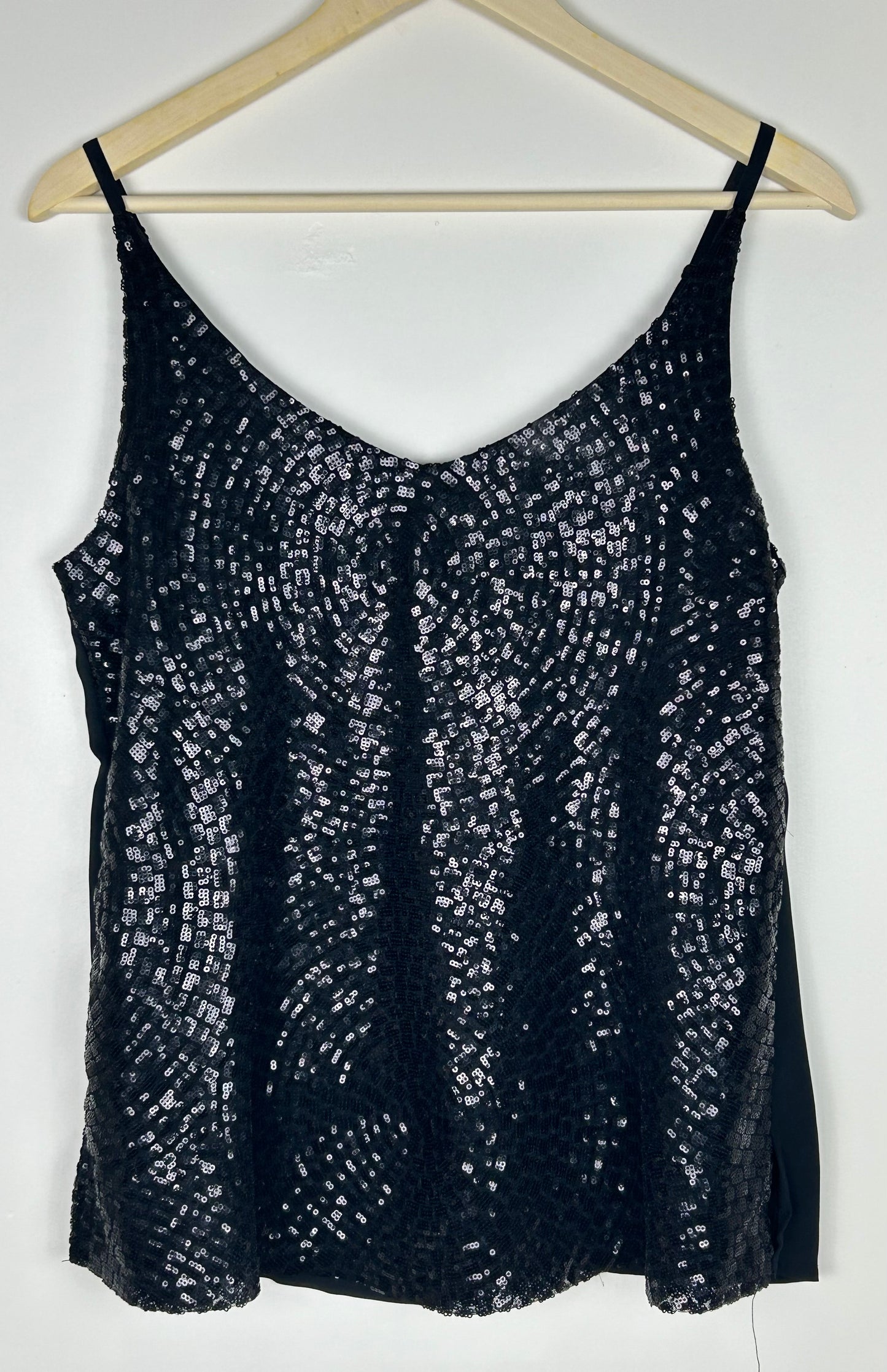 Black sequinned vest top