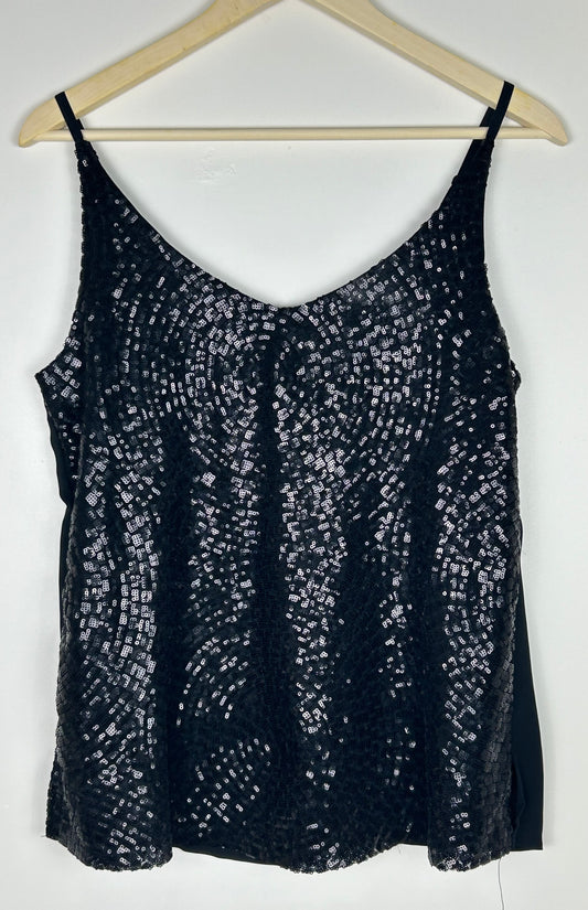 Black sequinned vest top