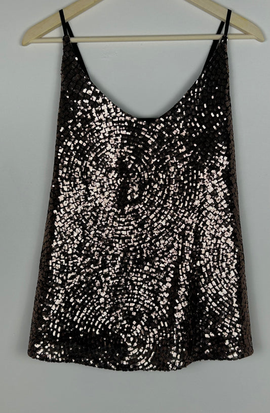 Bronze Sequinned Vest Top