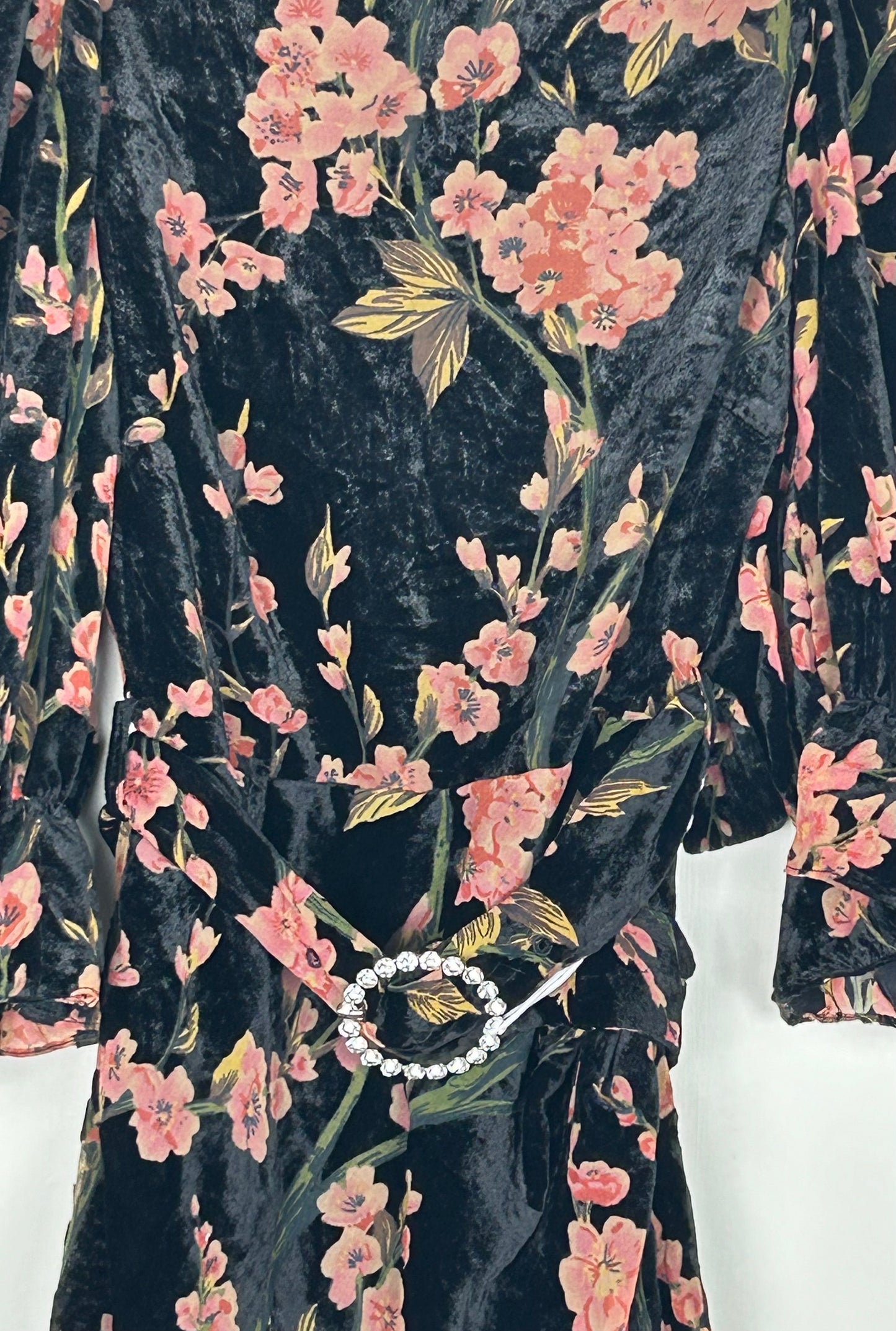 Black Floral Velvet Dress