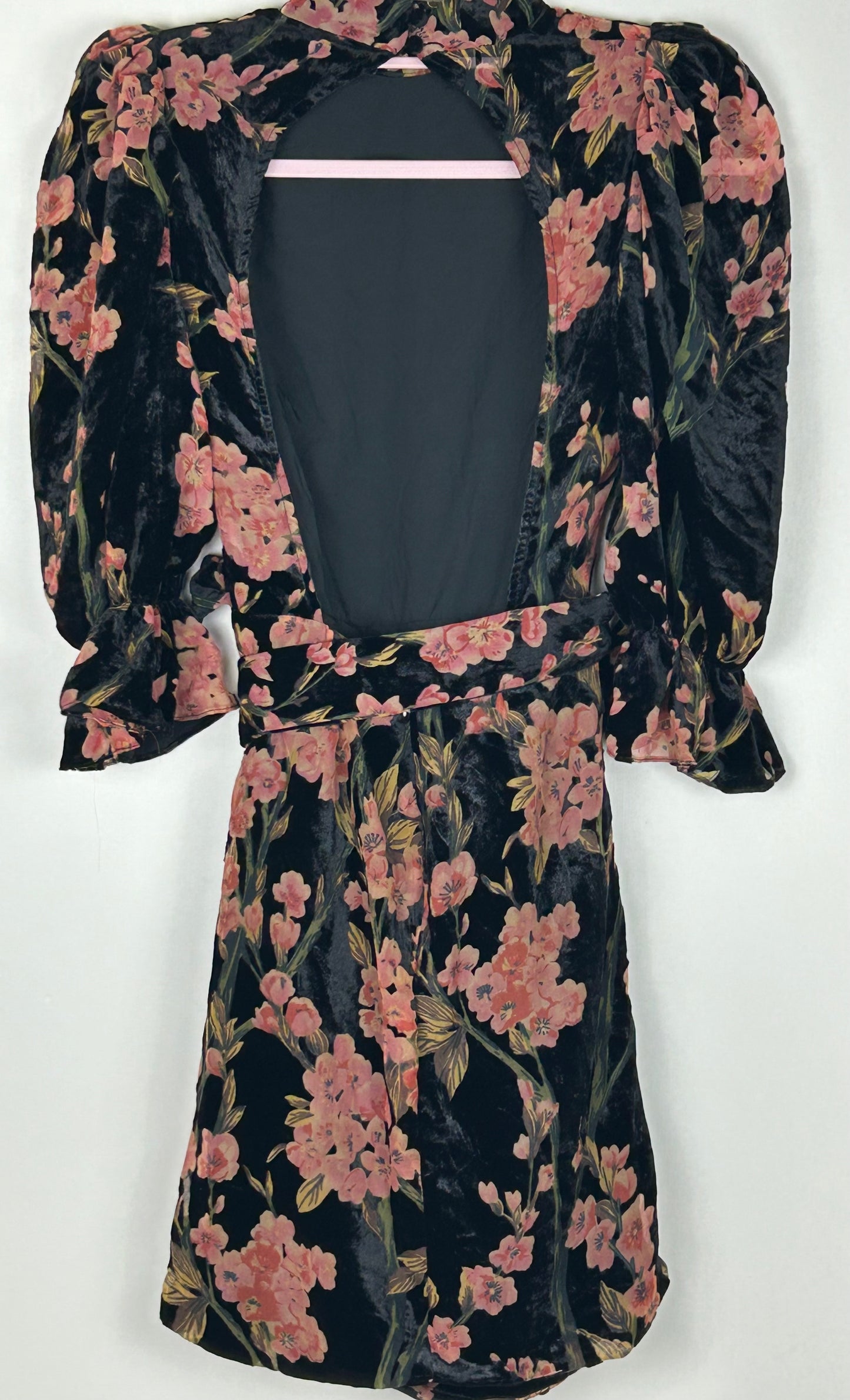 Black Floral Velvet Dress
