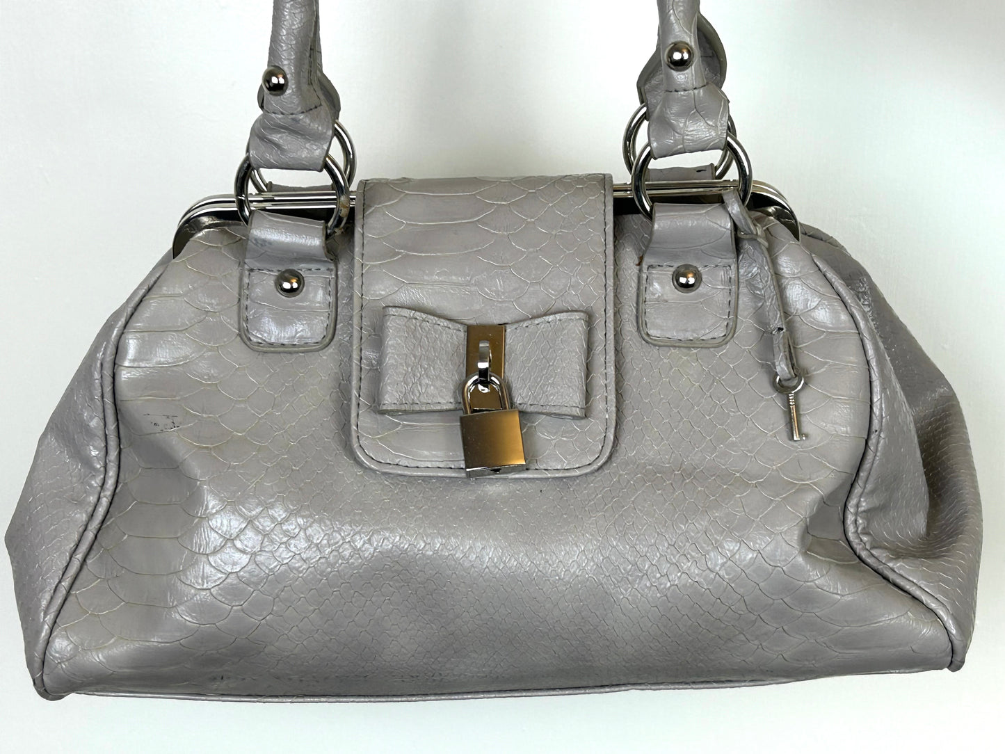 Grey Double Strap Red Herring Faux Leather Handbag