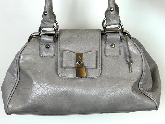 Grey Double Strap Red Herring Faux Leather Handbag