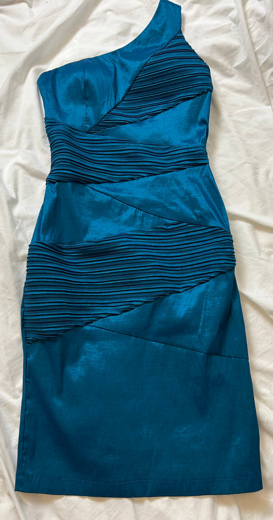 Blue Asymmetrical Romeo & Juliet Silk Dress
