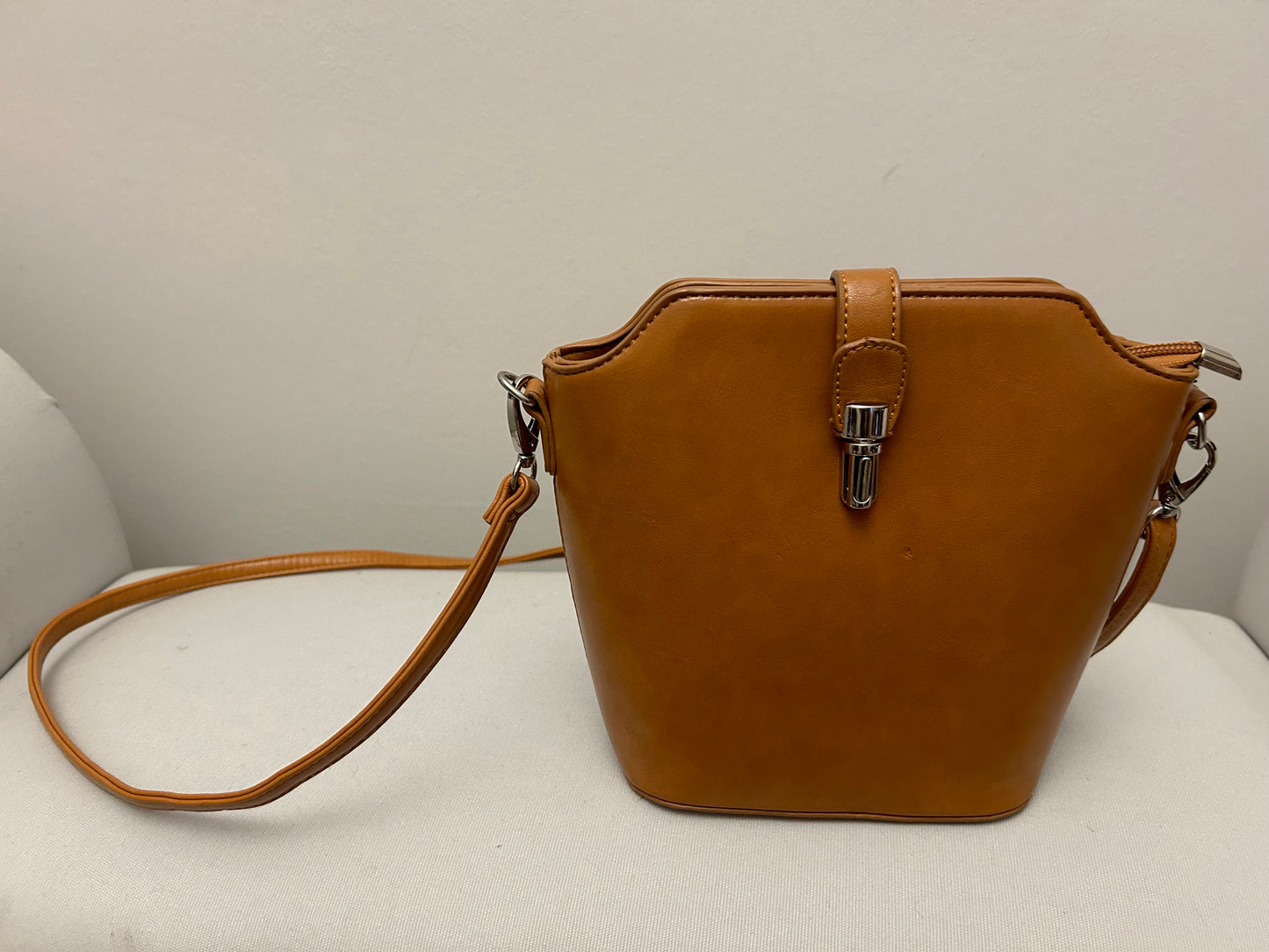 Tan Small Leather Bucket Bag