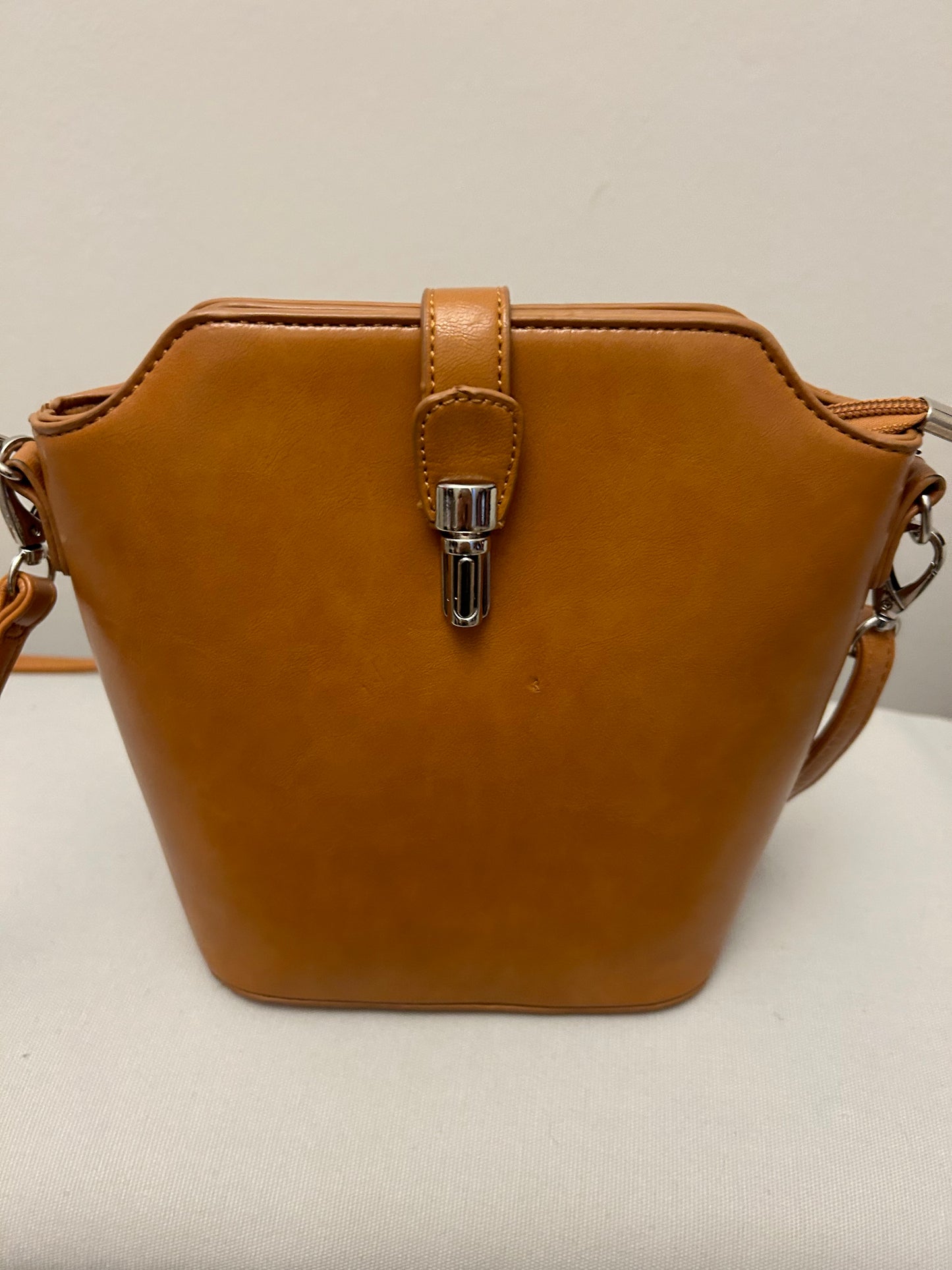 Tan Small Leather Bucket Bag