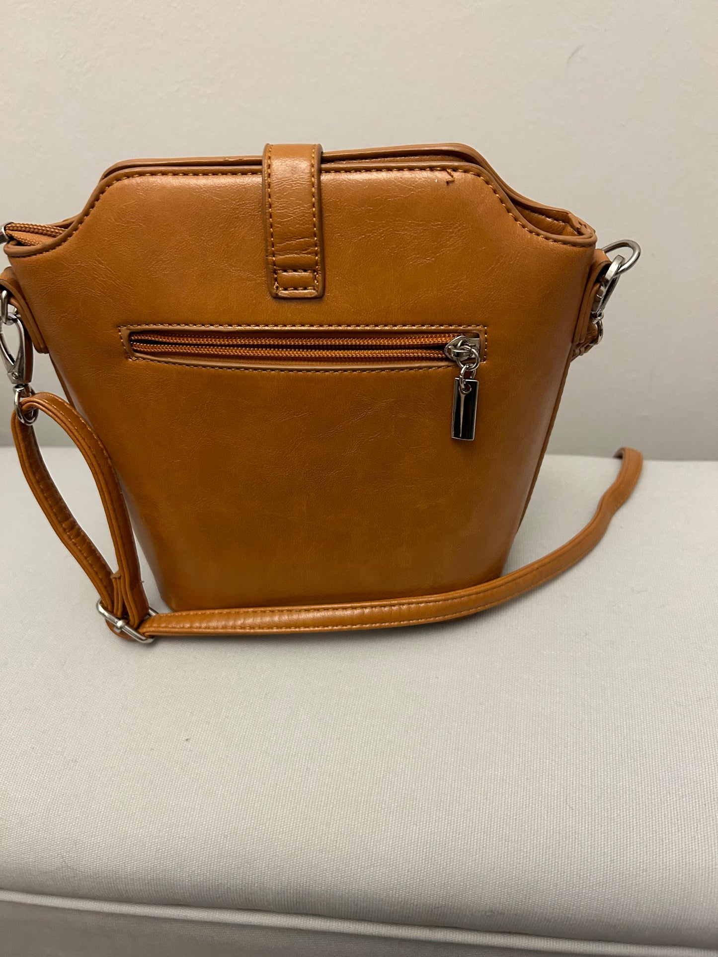 Tan Small Leather Bucket Bag
