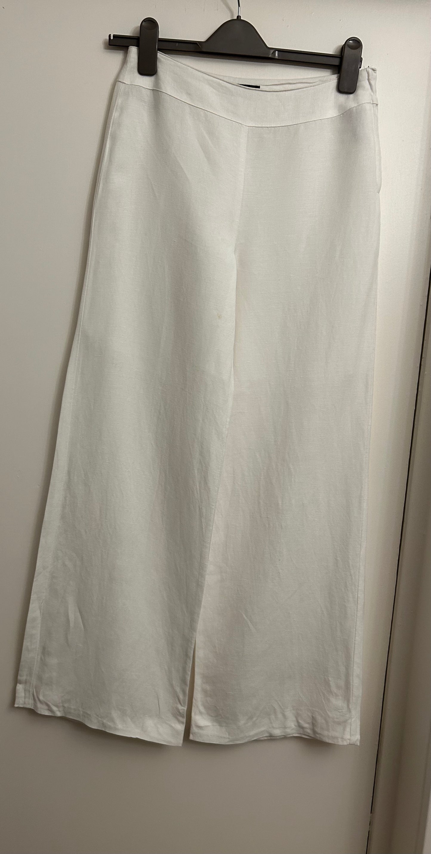 White Wide Leg Linen Trousers