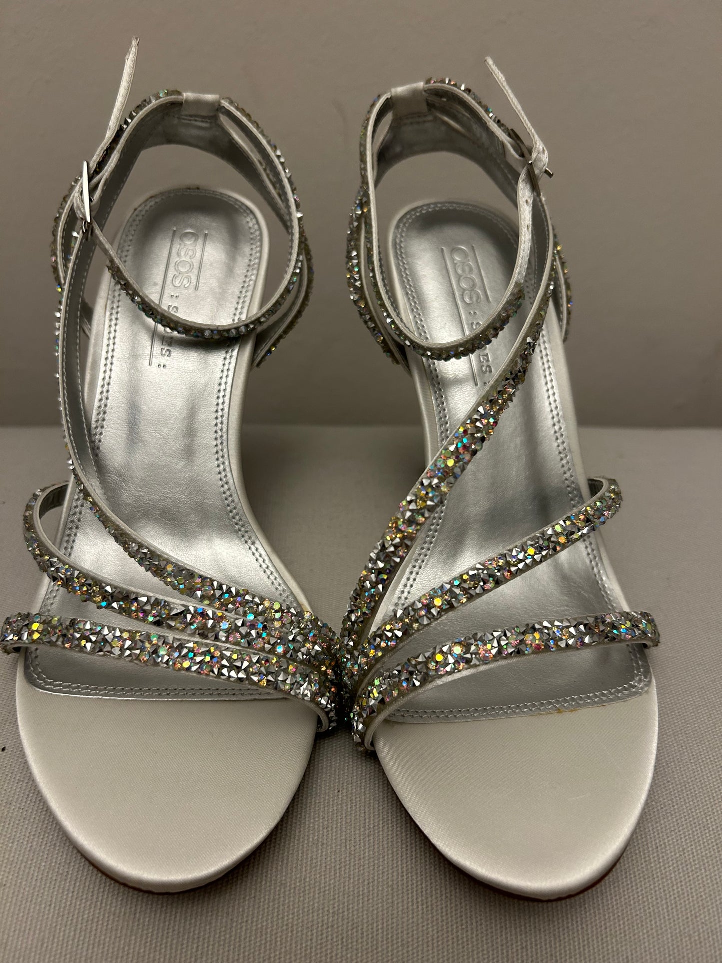 Silver ASOS Stiletto Heeled Sandals
