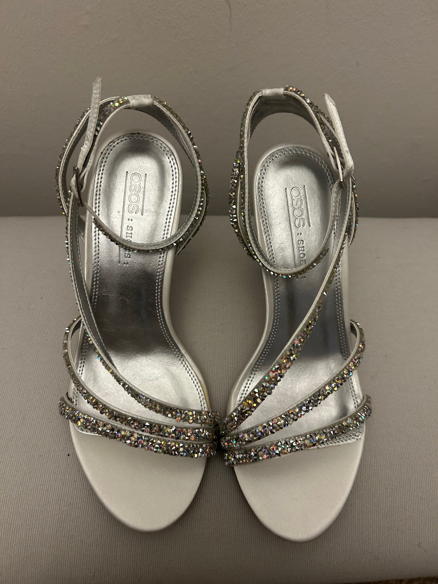 Silver ASOS Stiletto Heeled Sandals