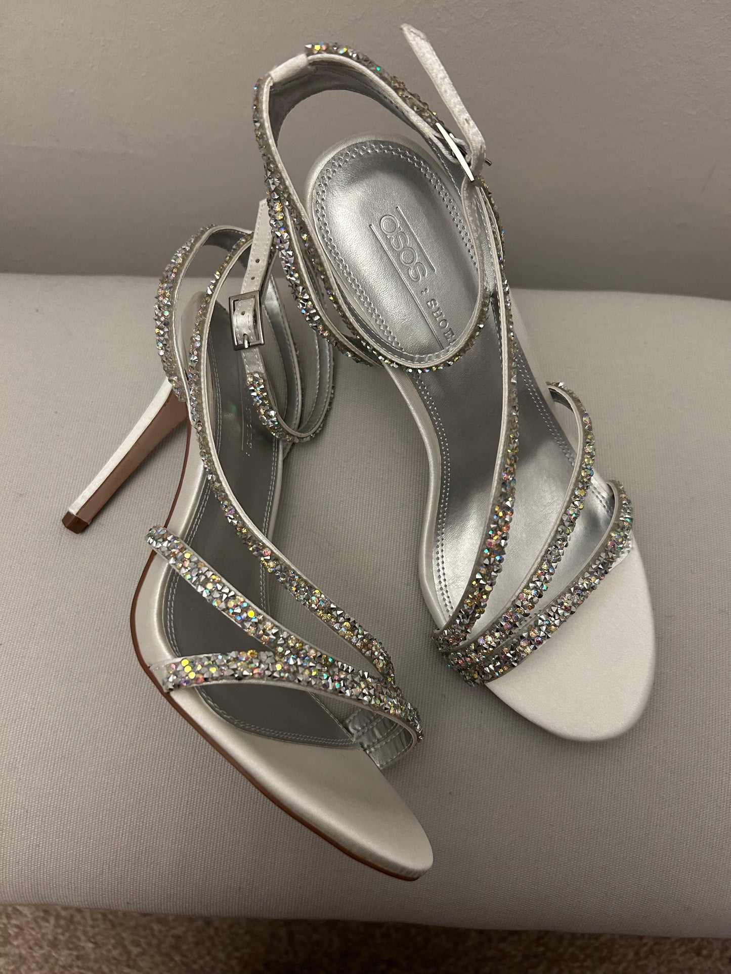 Silver ASOS Stiletto Heeled Sandals