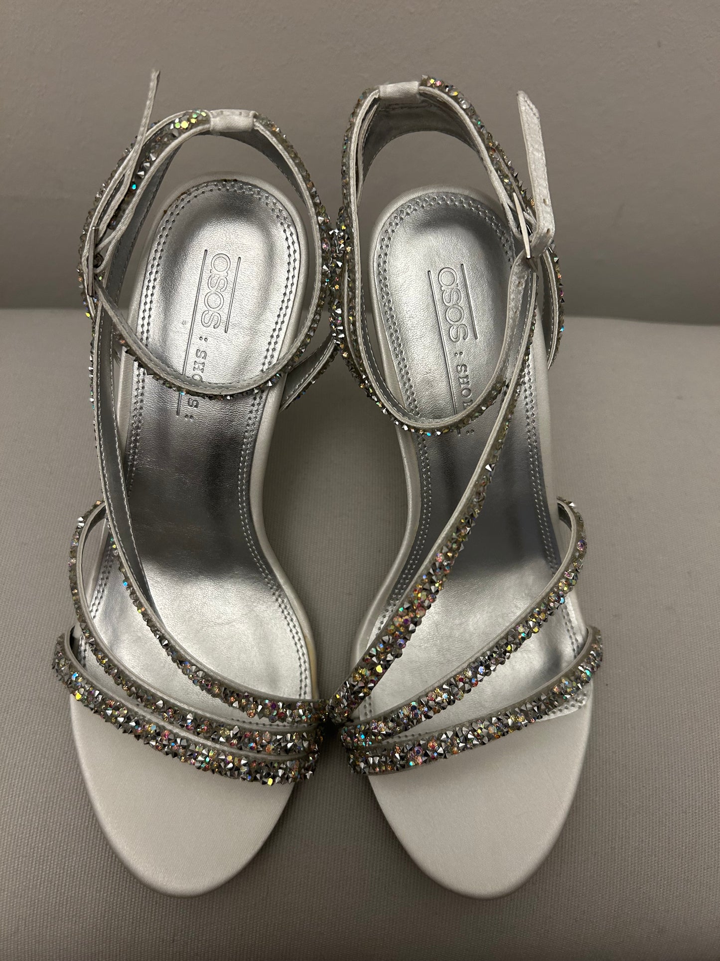 Silver ASOS Stiletto Heeled Sandals