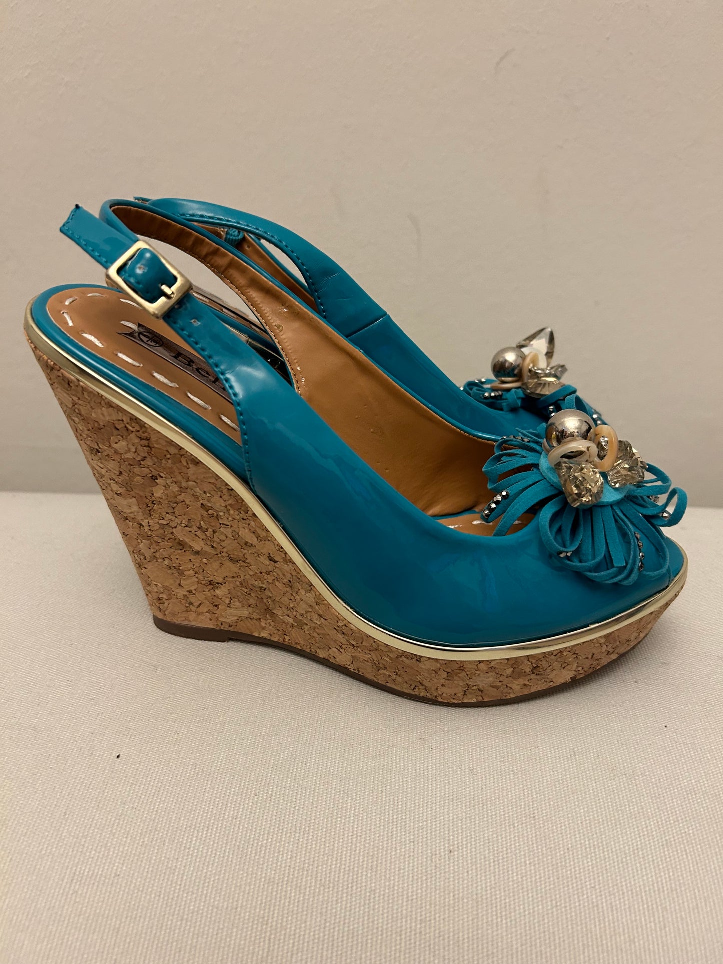 Turquoise Bellissimo Wedges Shoes