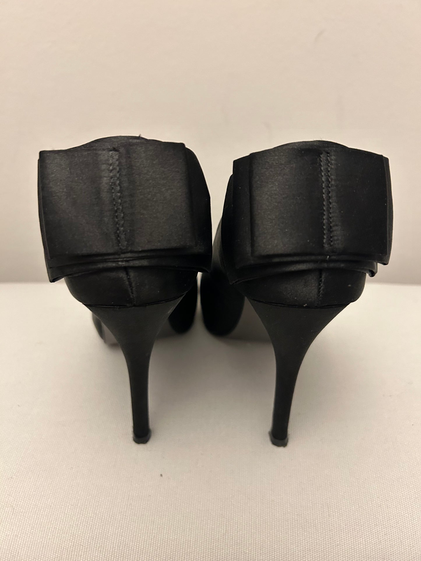 Black Satin Red Herring Stiletto