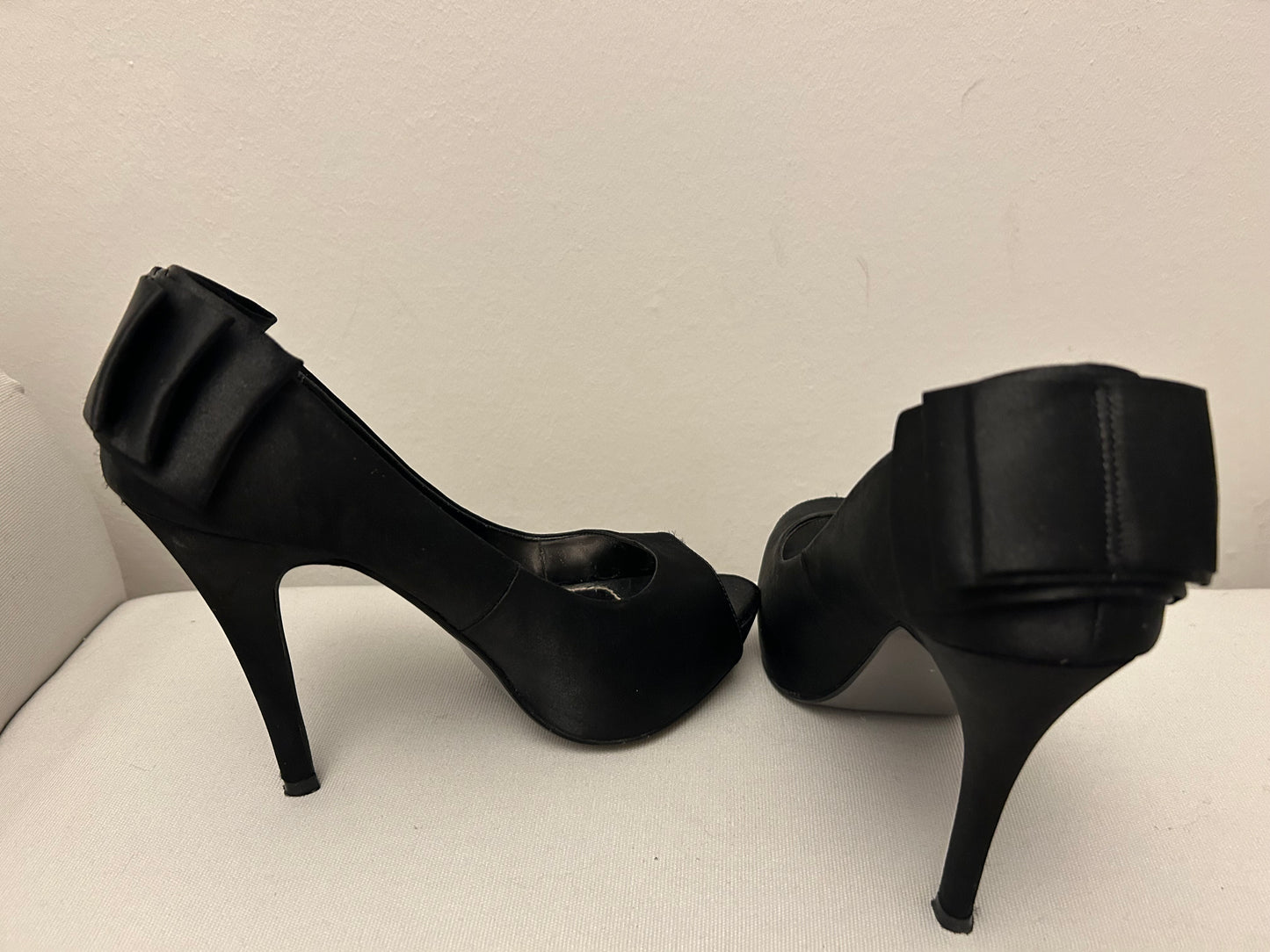 Black Satin Red Herring Stiletto