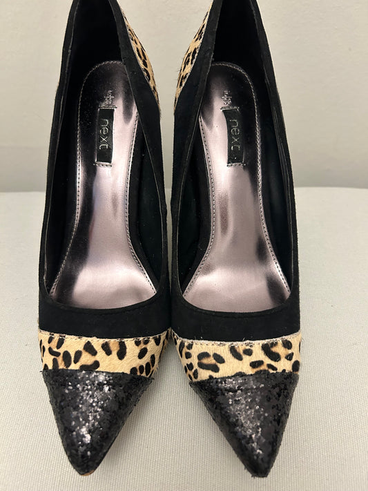 Black & Animal Print Next Stiletto Shoes