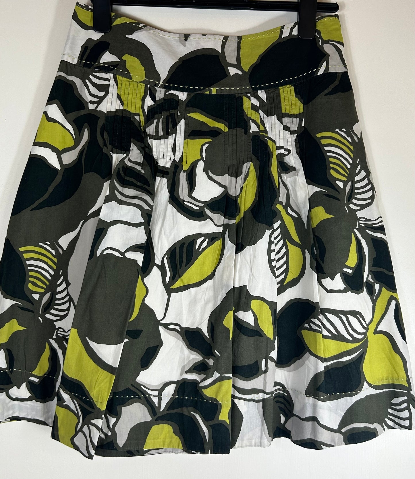 Green Floral Pattern M&S Cotton Skirt