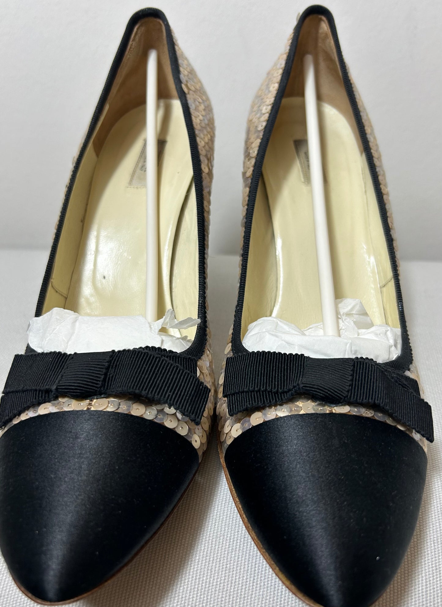 Black & Gold Sequin Vintage PRADA Evening Shoes