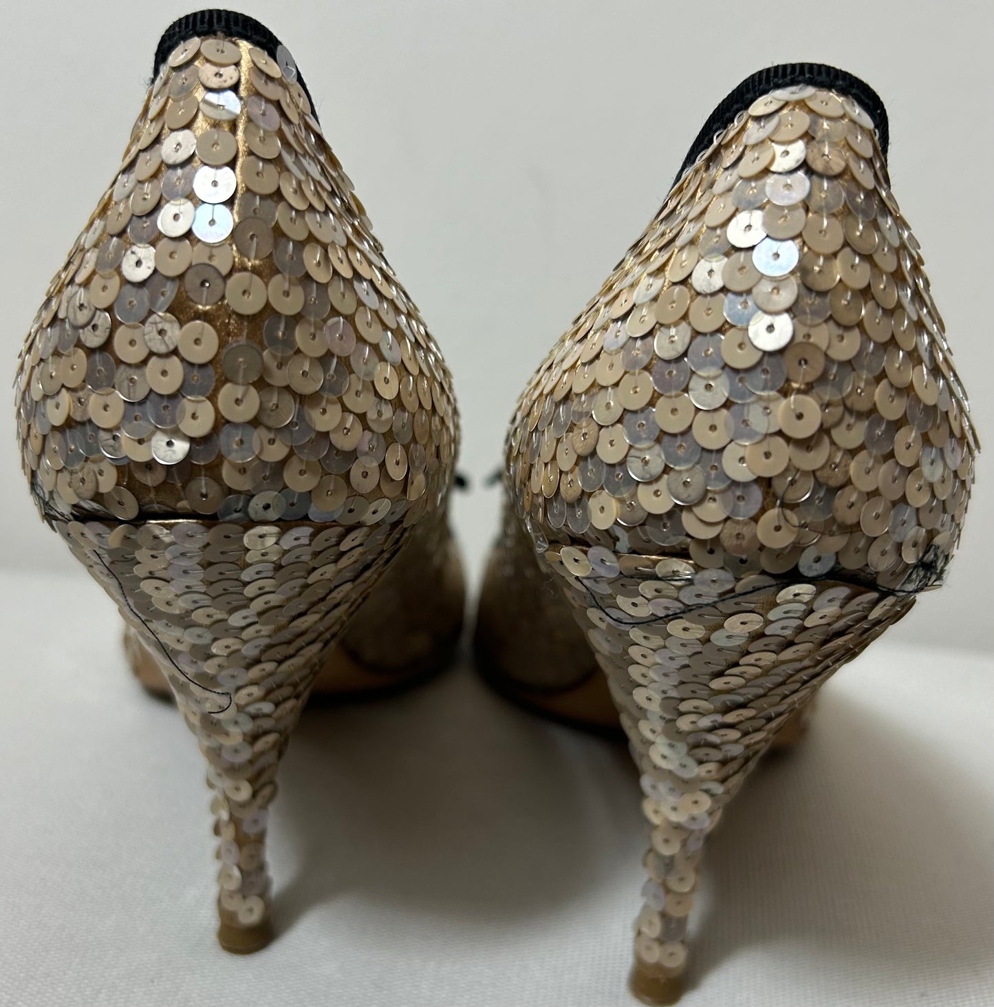 Black & Gold Sequin Vintage PRADA Evening Shoes