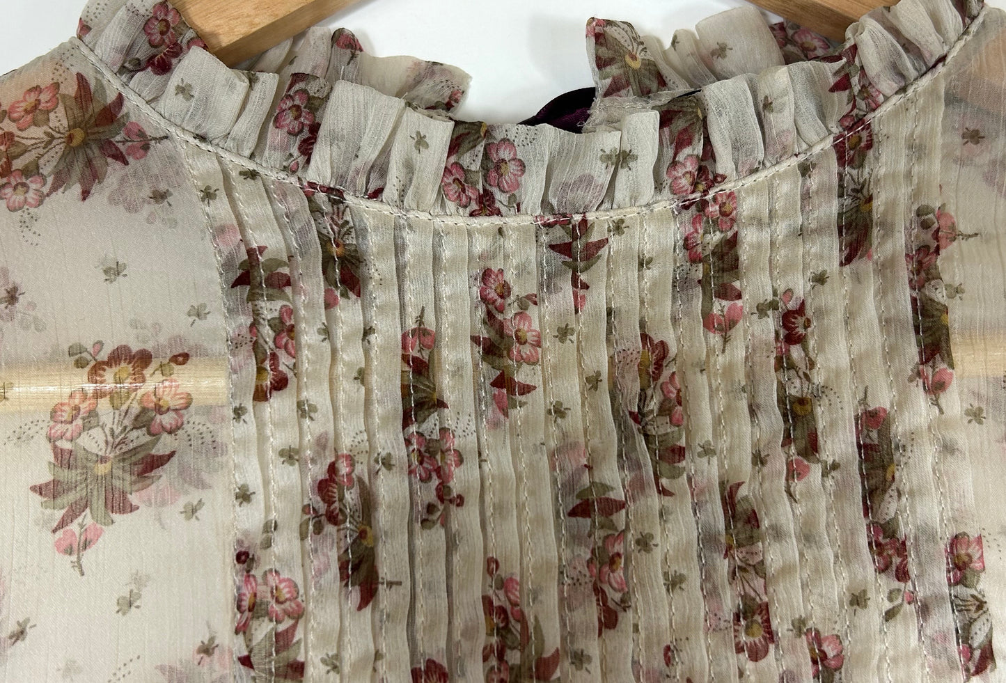 Beige Floral pattern Sheer ZARA Blouse