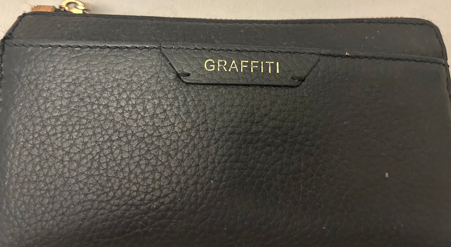 Black Graffiti Faux Leather Wallet