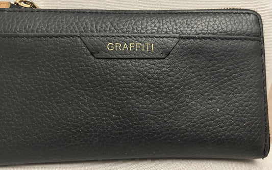 Black Graffiti Faux Leather Wallet