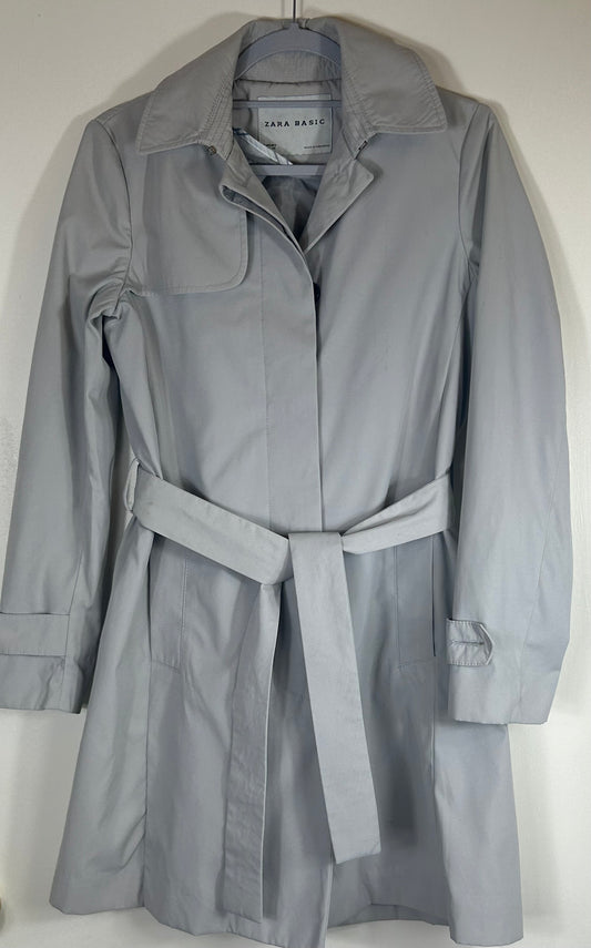 Pale Grey ZARA Basics Knee Length Trench Coat